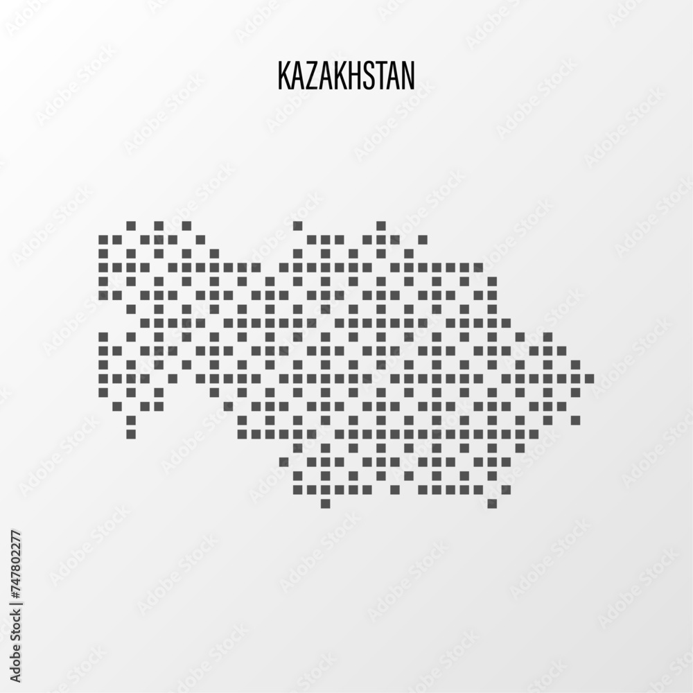Dotted Map of Kazakhstan Vector Illustration. Modern halftone region isolated white background