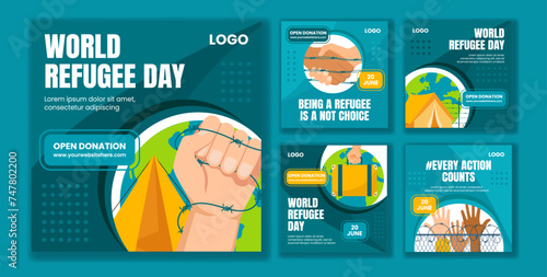 Refugee Day Social Media Post Flat Cartoon Hand Drawn Templates Background Illustration