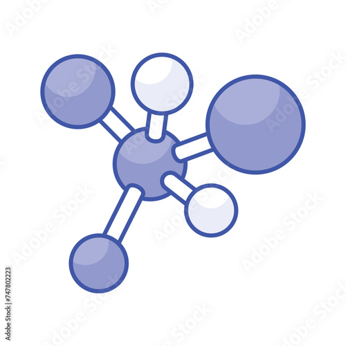 Beautifully designed Icon of molecules in modern isometric style, molecular network