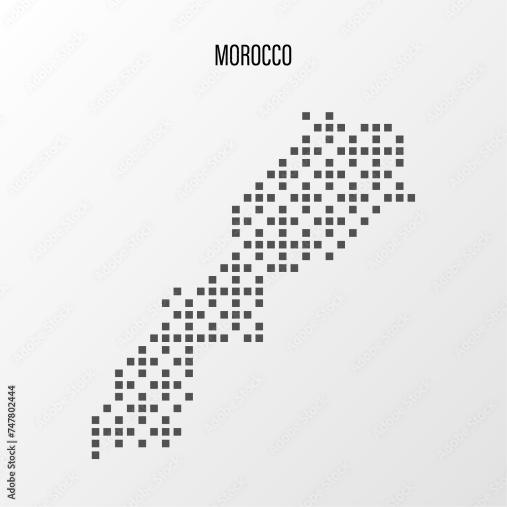 Dotted Map of Morocco Vector Illustration. Modern halftone region isolated white background