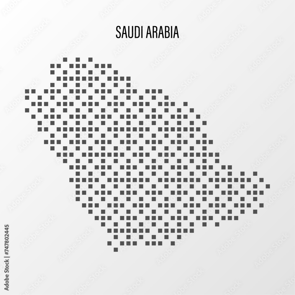 Dotted Map of Saudi Arabia Vector Illustration. Modern halftone region isolated white background