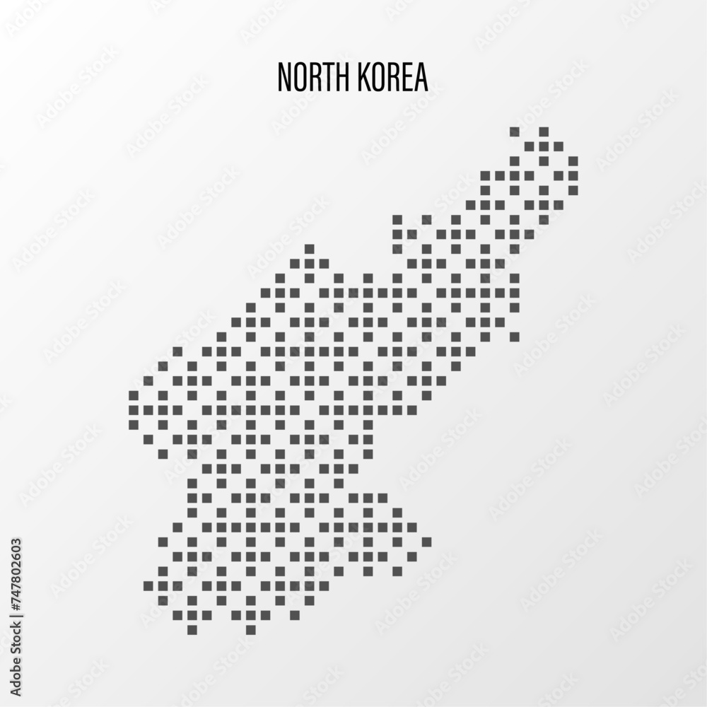 Dotted Map of North Korea Vector Illustration. Modern halftone region isolated white background