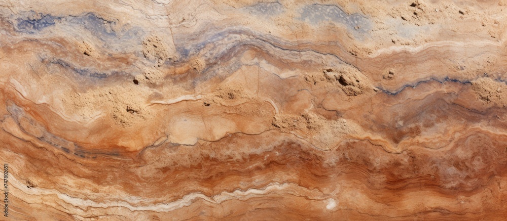 A close-up view of a brown and black marble surface, showcasing intricate patterns and textures. The marbles are rich in color, with a mix of brown and black tones creating a striking contrast.