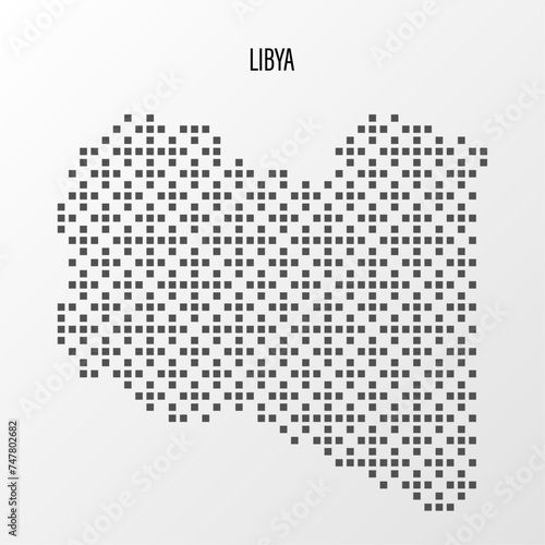Dotted Map of Libya Vector Illustration. Modern halftone region isolated white background