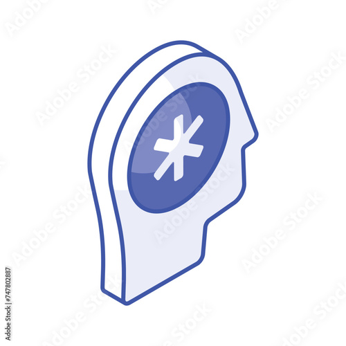 Medical sign inside human mind showing concept isometric icon of mental health