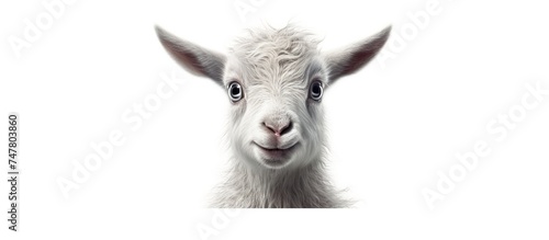 illustration of a cute gray furry goat kid isolated on a white background