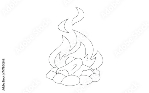 Camping coloring book page for children