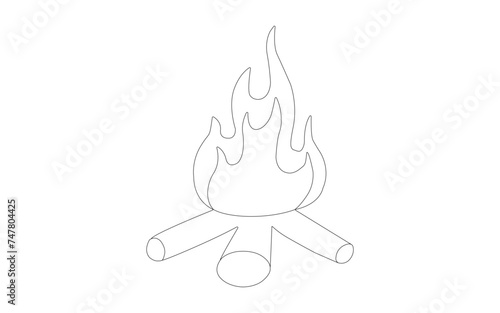 Camping coloring book page for children