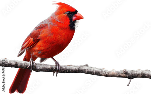 Cardinal Sitting on Branch isolated on transparent Background