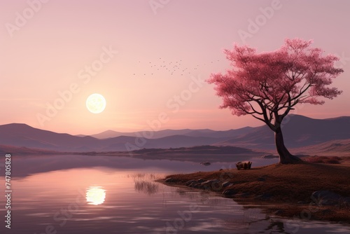 Enchanting venusian landscape with captivating orange and pink hues © Oksana