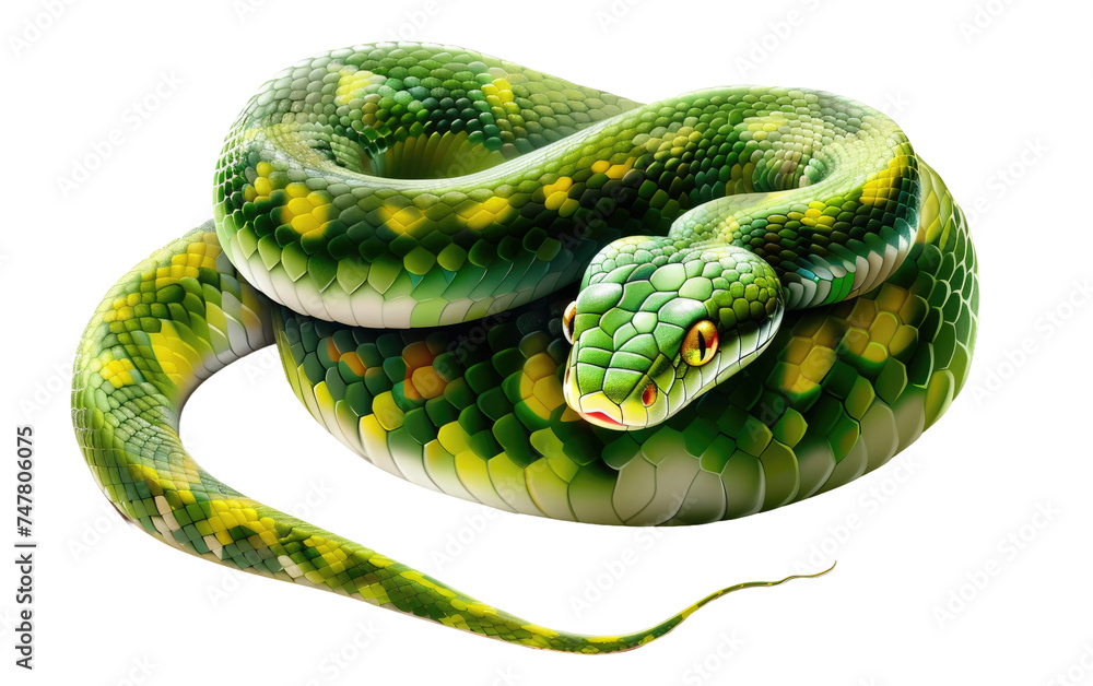 Fototapeta premium green snake isolated on transparent Background