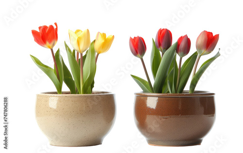 Pot of Tulips isolated on transparent Background