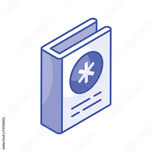 Premium isometric vector of medical book, an editable icon of medical education