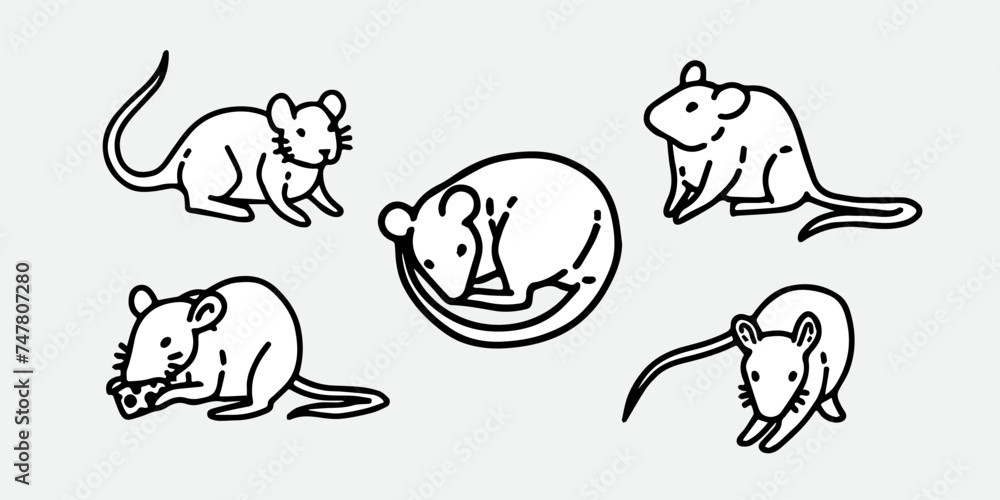 Fototapeta premium cute mouse vector set with different pose