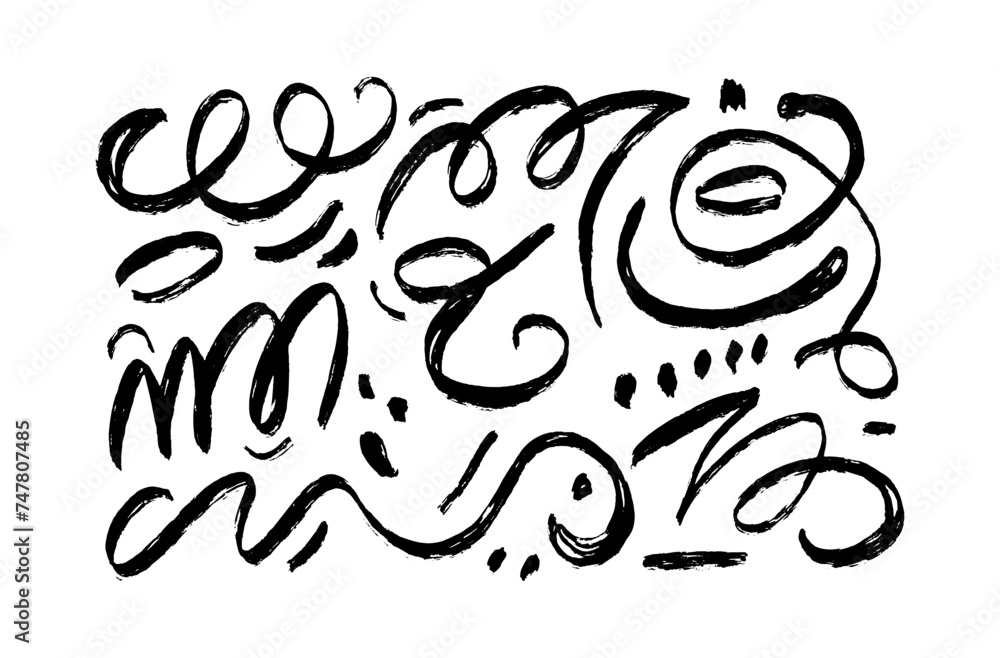 Wavy and swirled brush strokes vector pattern. Black paint freehand scribbles, abstract ink background. Brushstrokes, smears, lines, squiggle pattern. Abstract grunge scrawls wallpaper design Wavy and swirled brush strokes vector pattern. Black paint freehand scribbles, abstract ink background. Brushstrokes, smears, lines, squiggle pattern. Abstract grunge scrawls wallpaper design