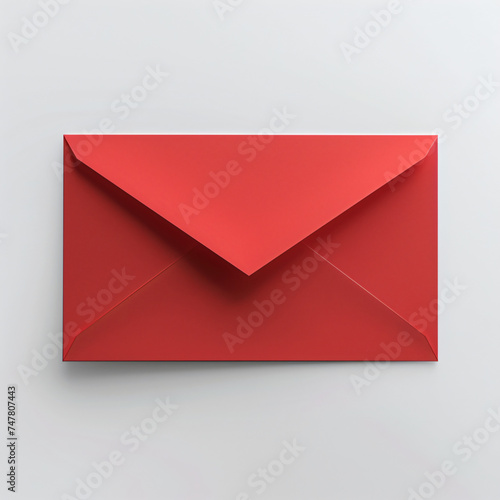 Free Download Overhead photo of bright red envelope isolated on the grey background - GFXLoad
