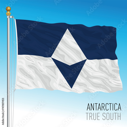 Antarctica True South waving flag proposal, vector illustration