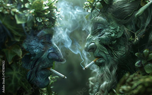 Elves using cigarettes as conduits for casting benevolent enchantments.