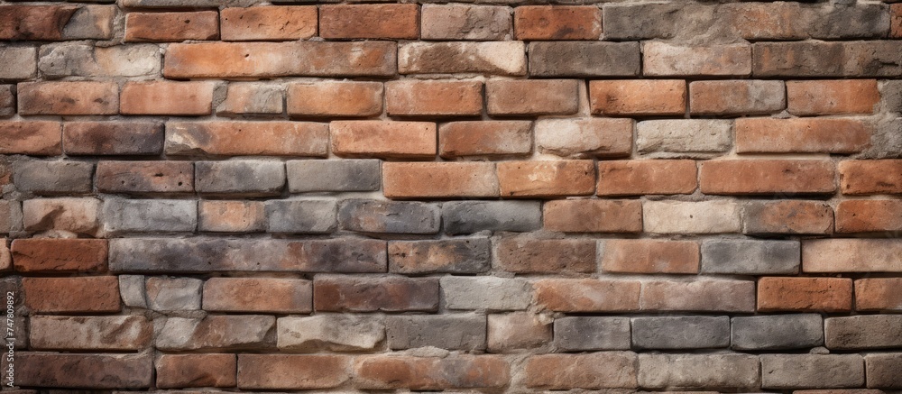 A sturdy brick wall constructed using red and gray bricks, showcasing the texture and material used in industrial construction. The wall provides a strong and durable foundation for the structure. A sturdy brick wall constructed using red and gray bricks, showcasing the texture and material used in industrial construction. The wall provides a strong and durable foundation for the structure.