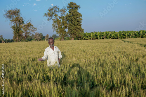 Indian farmer standing at wheat field, Happy farmer © SDV Ads