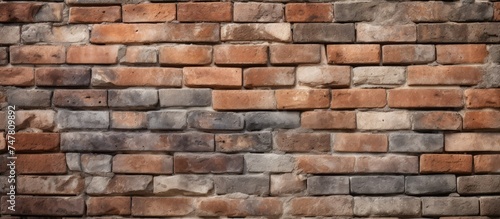 A sturdy brick wall constructed using red and gray bricks, showcasing the texture and material used in industrial construction. The wall provides a strong and durable foundation for the structure.