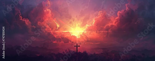 calvary sunset background for good friday he is risen photo