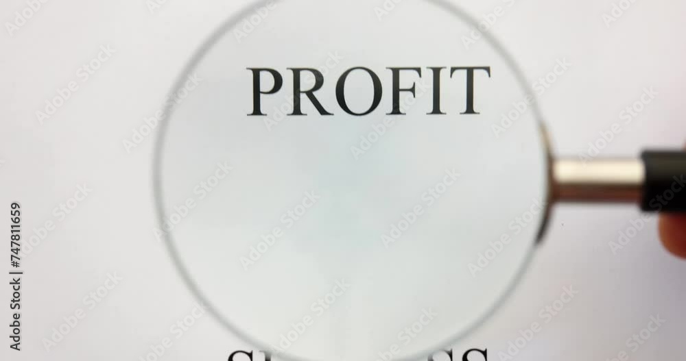Words sales profit and success through magnifying glass closeup 4k movie. Successful business concept Words sales profit and success through magnifying glass closeup 4k movie. Successful business concept