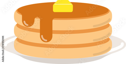 Breakfast pancakes with syrup and butter on a plate icon