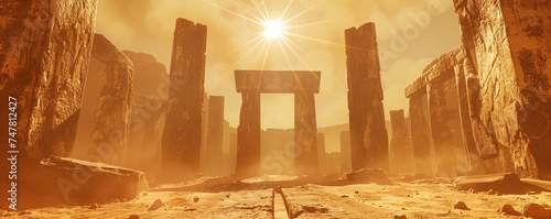 Stonehenge against the sun photo
