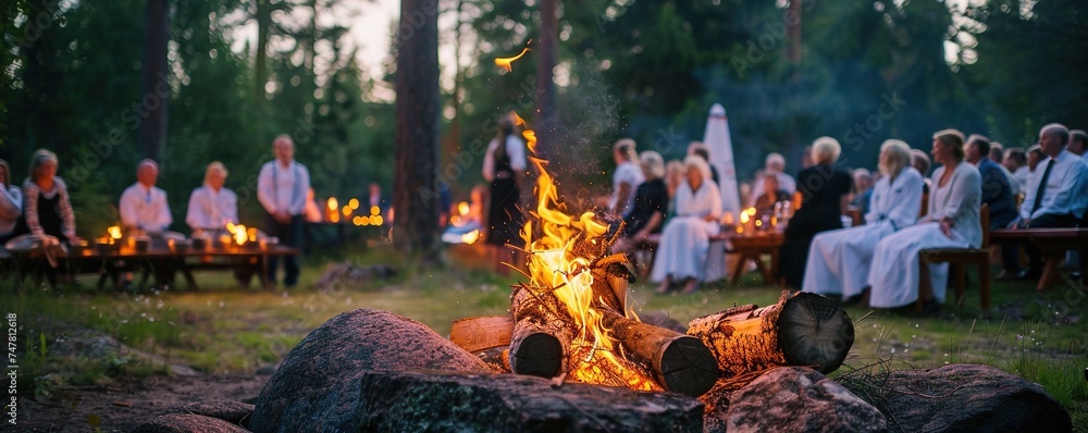 traditional finnish kokko - fire at midsumme