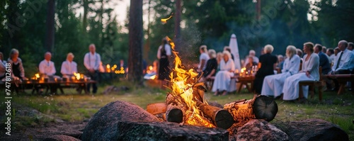 traditional finnish kokko - fire at midsumme