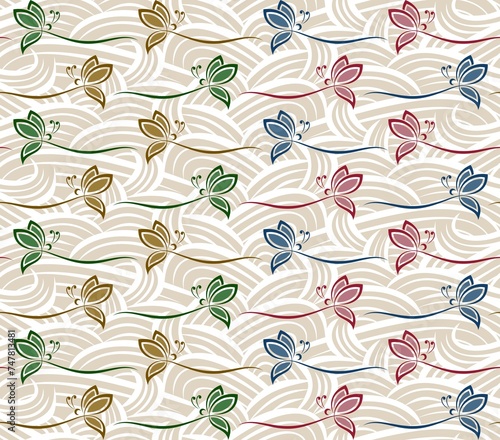 The seamless background with color butterflies.