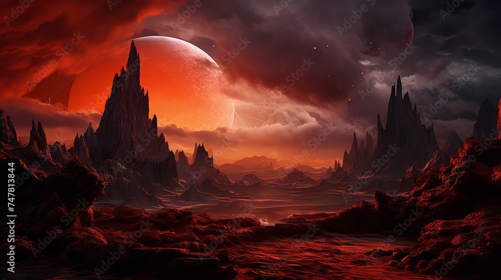 Vibrant Extraterrestrial Landscape: Canon RF 50mm f/1.2L USM Shot of Alien Planet Exploration