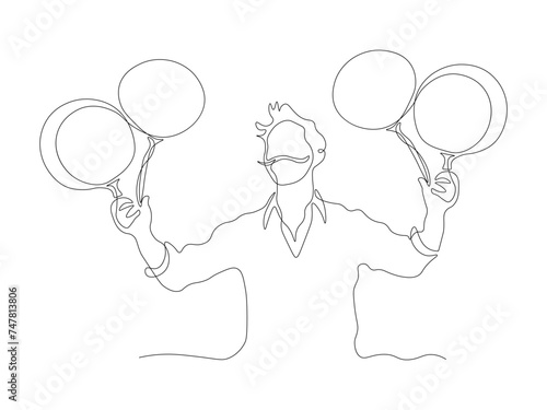 Abstract juggler,continuous single line art hand drawing sketch
