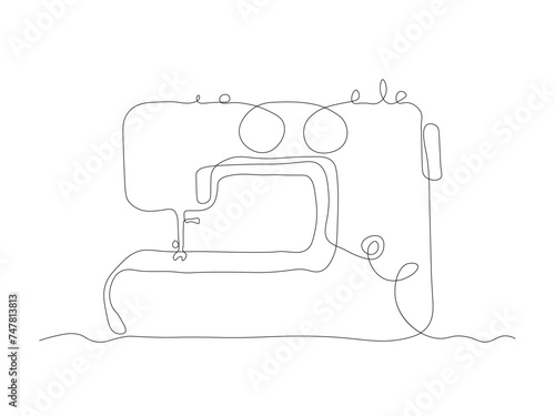 abstract sewing machine,continuous single line art hand drawing sketch