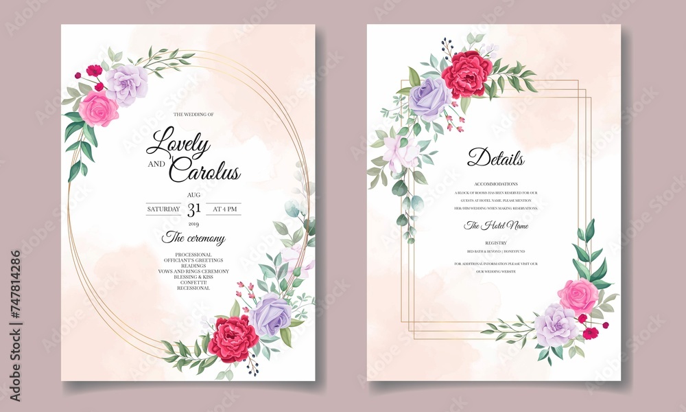 Wedding Invitation Card With Beautiful Blooming Floral