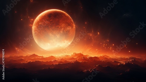 Futuristic Exploration: Alien Planet in Cosmic Orange Glow - Canon RF 50mm f/1.2L USM Capture