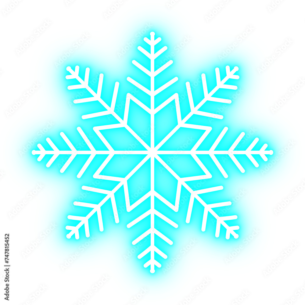 neon blue snowflake icon for christmas decoration, new year party