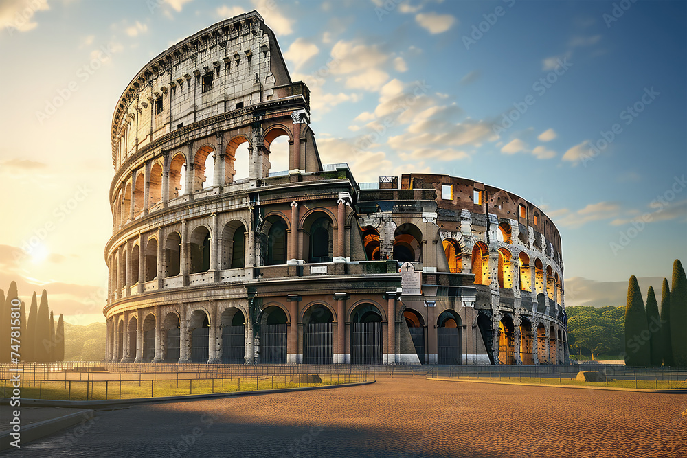 flavian amphitheater on background