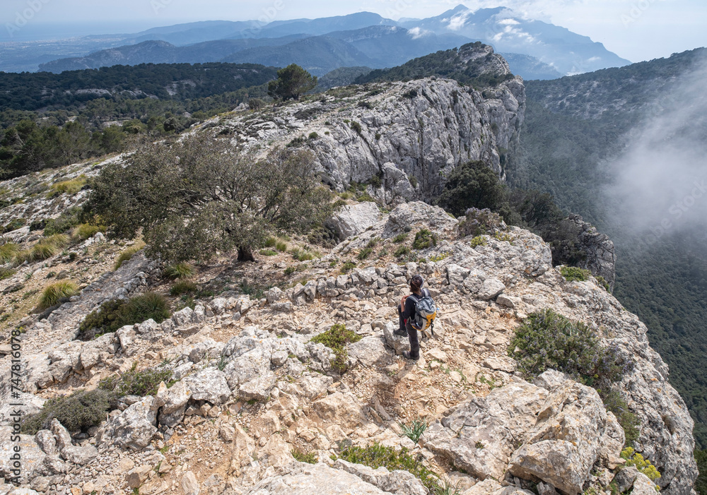 hikers on the way,, archduke path, Valldemossa, Mallorca, Balearic Islands, Spain
