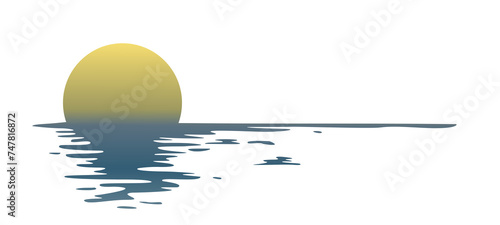 Night landscape with moon and lake.