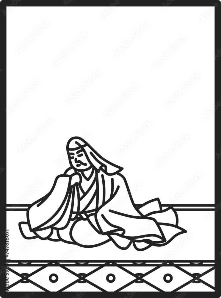 シンプル線画百人一首 蟬丸 シンプル線画百人一首 蟬丸