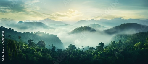 Enchanting Amazon Rainforest Sunset: Aerial View Captured by Canon RF 50mm f/1.2L USM Lens photo