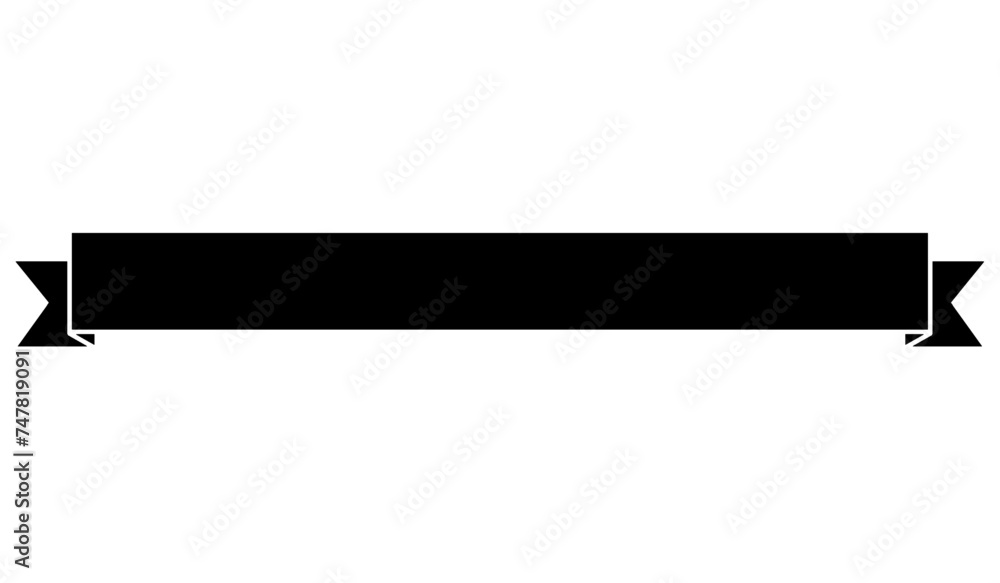 black ribbon banner flat style vector illustration isolated on white and transparent background. minimalism blank for text black ribbon banner flat style vector illustration isolated on white and transparent background. minimalism blank for text