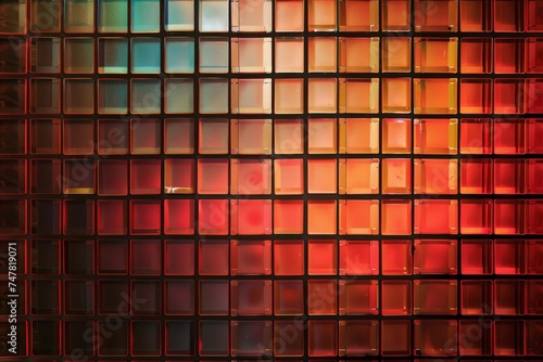 colorful grid of squares in various shades of red, orange, yellow, and green