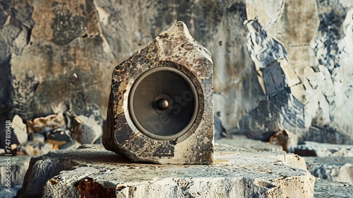 a stone loudspeaker with a stone membrane photo