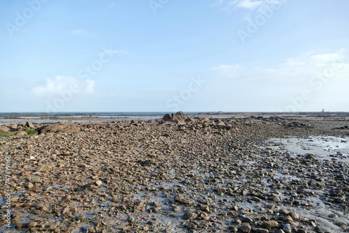 Panoramic view of the tidal zone in Jersey