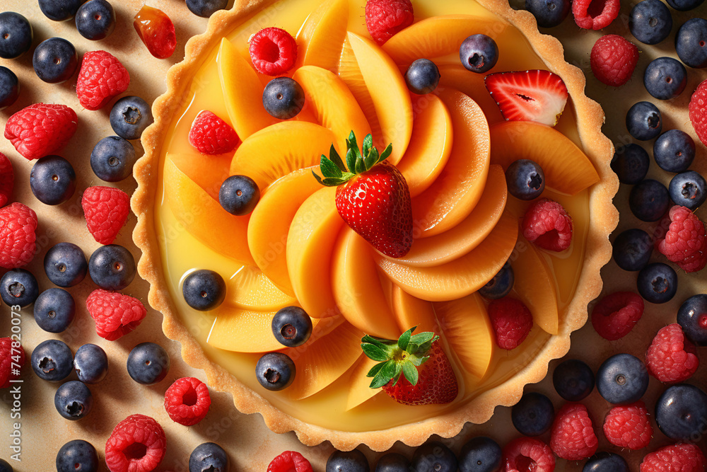 custard custard fruit tart,cake with berries custard custard fruit tart,cake with berries