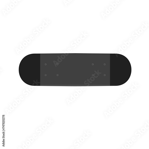 Shortboard skateboard type wooden deck with rough sandpaper surface top view isolated on white vector illustration