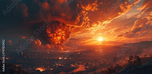 The End of the World Apocalyptic, epic scene. Created with Generative AI.